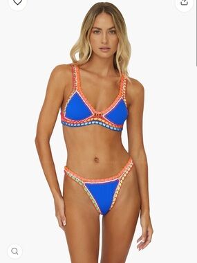 PQ x Ferrarini Blue Crochet-Trim Bikini Set
